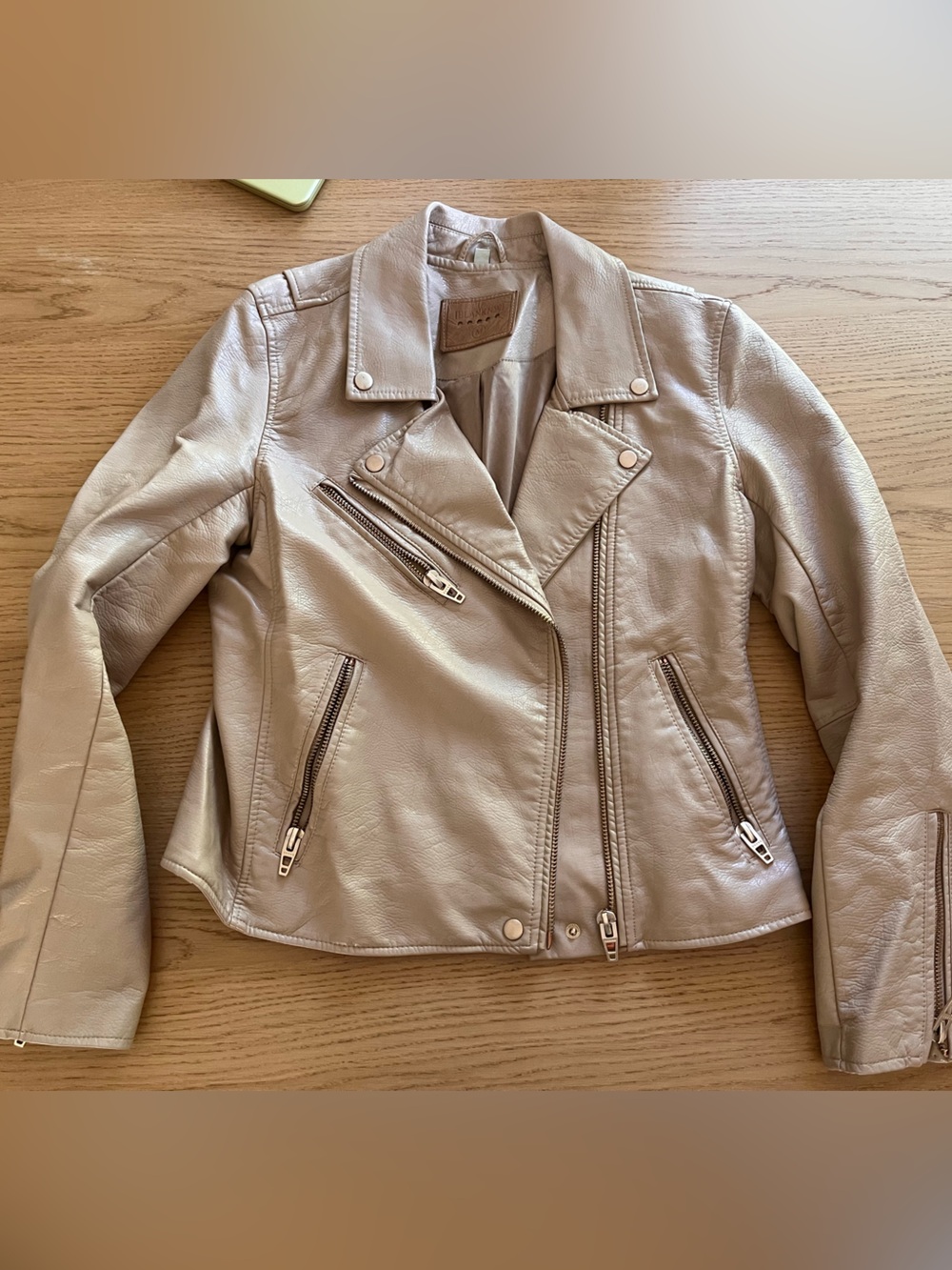 Blank NYC Taupe Faux Leather Moto Jacket